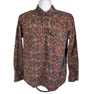 Cody James Western Shirt Mens M Brown‎ Paisley Long Sleeve Snap Button